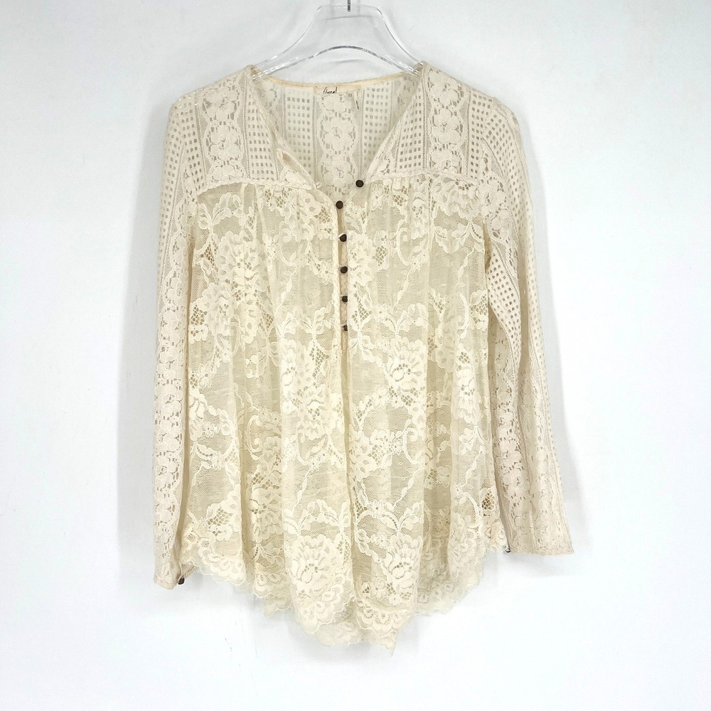 Floreat Top Womens 4 Lace Boho Western Coquette Peasant Anthropologie Feminine